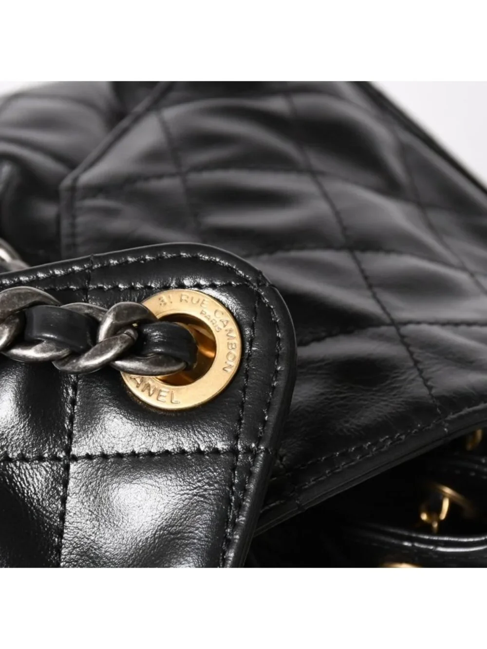 Chanel 25 Large Handbag Base Grained Calfskin CC Logo Black